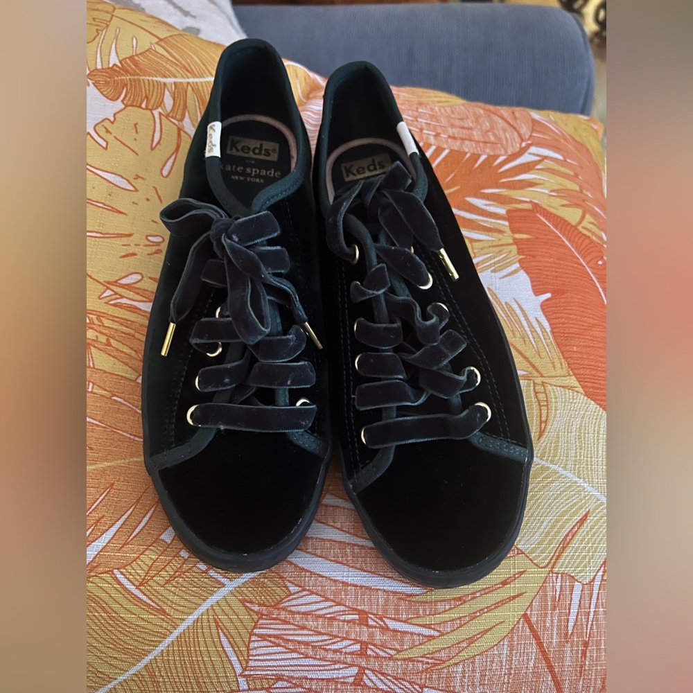 Kate spade / Keds green velvet green sneakers